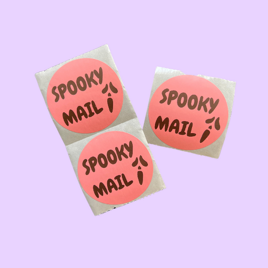 Spooky Mail - 2 Inch Circle Pink Mailer Stickers, 50ct