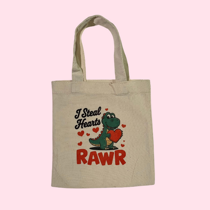 I Steal Hearts Dinosaur Mini Tote Bag